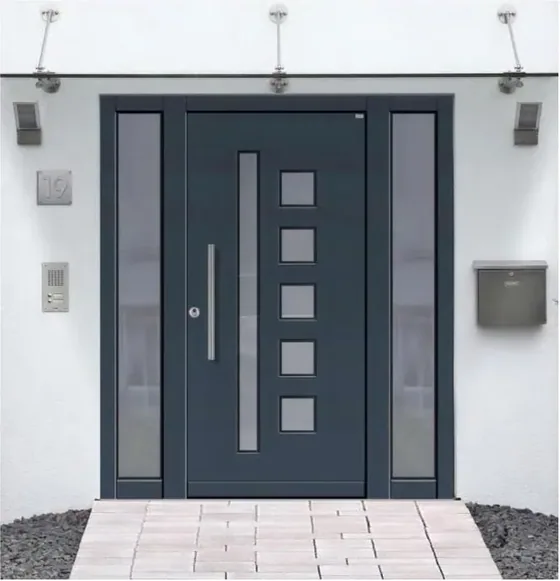 Charcoal security steel door, steel security leaf, powder-coated finish (SS-070)