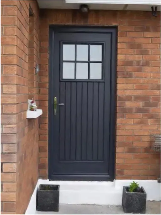Charcoal security steel door, steel security leaf, powder-coated finish (SS-071)