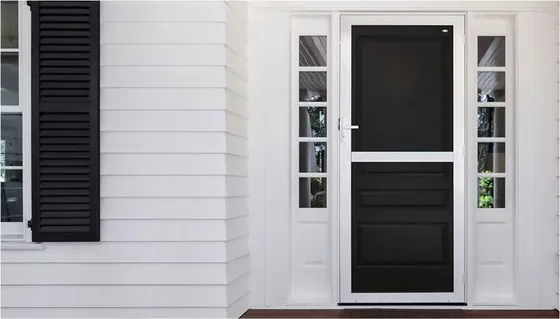 Grey security steel door, steel security leaf, powder-coated finish (SS-072)