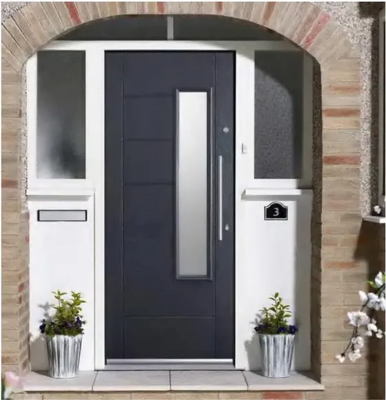 Charcoal security steel door, steel security leaf, powder-coated finish (SS-073)