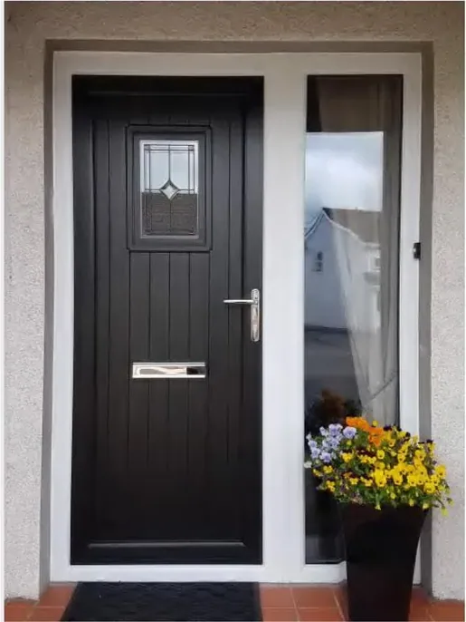 Charcoal security steel door, steel security leaf, powder-coated finish (SS-074)