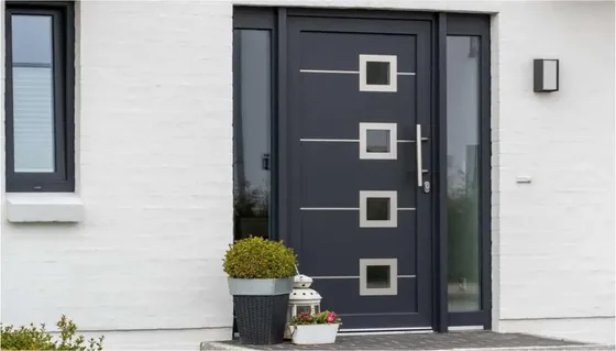 Charcoal security steel door, steel security leaf, powder-coated finish (SS-075)