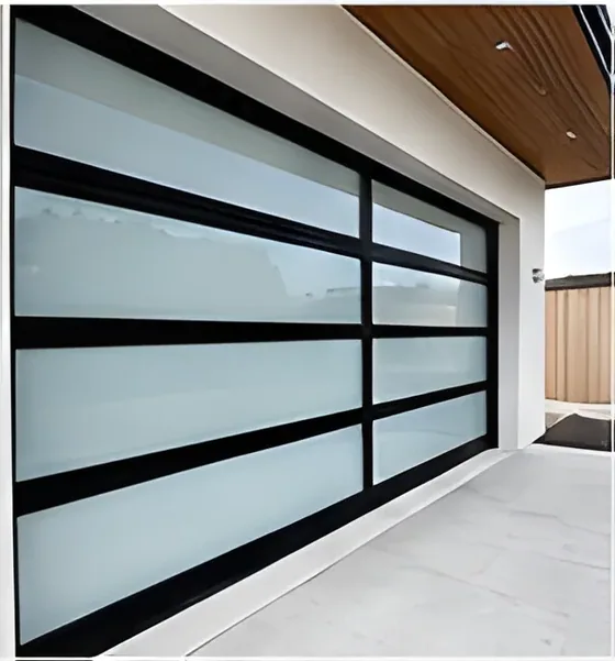 Full-view glass garage door, frosted, aluminium frame, insulated glazing, sectional (GR-01)