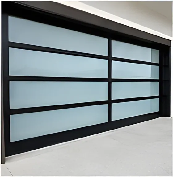 Full-view glass garage door, frosted, aluminium frame, insulated glazing, sectional (GR-02)