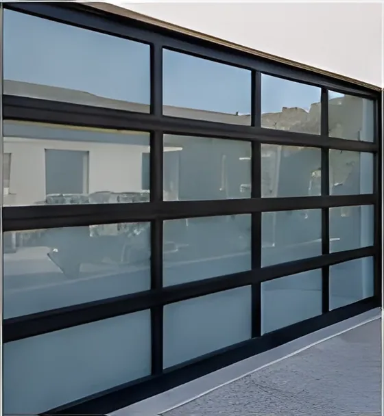 Full-view glass garage door, clear, aluminium frame, insulated glazing, sectional (GR-04)