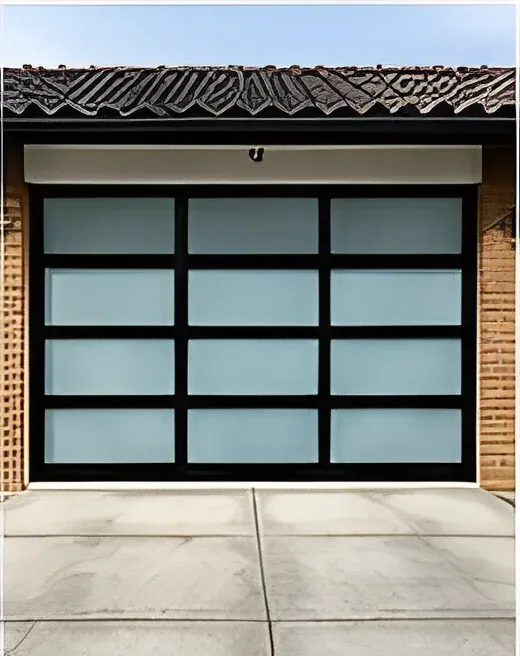 Full-view glass garage door, frosted, aluminium frame, insulated glazing, sectional (GR-06)