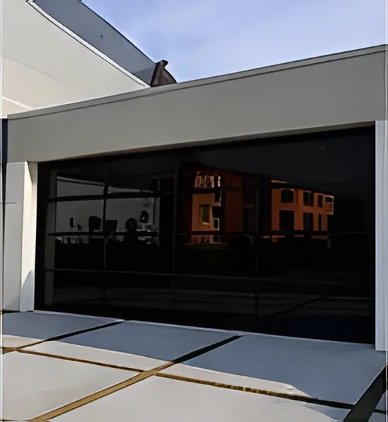 Full-view glass garage door, mirrored, aluminium frame, insulated glazing, sectional (GR-11)