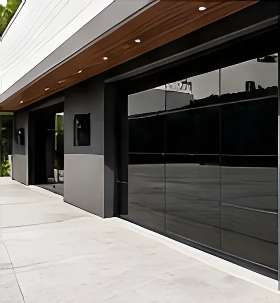 Full-view glass garage door, tinted, aluminium frame, insulated glazing, sectional (GR-12)