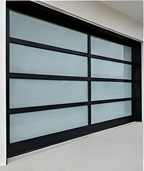 Full-view glass garage door, frosted, aluminium frame, insulated glazing, sectional (GR-20)