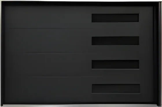 Flush panel garage door with slot windows, insulated steel panel, powder-coated finish (GR-27)