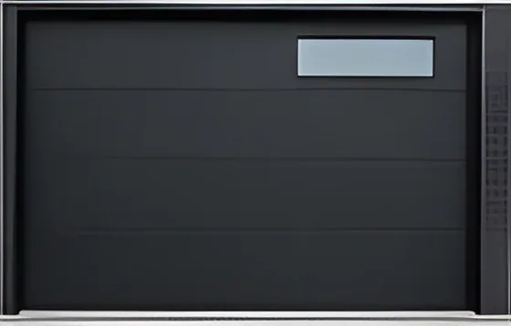 Flush panel garage door with single window, insulated steel panel, powder-coated finish (GR-28)