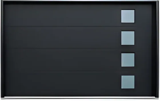 Flush panel garage door with square window row, insulated steel panel, powder-coated finish (GR-30)