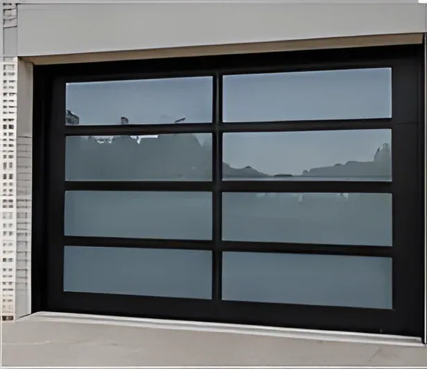 Full-view glass garage door, clear, aluminium frame, insulated glazing, sectional (GR-35)