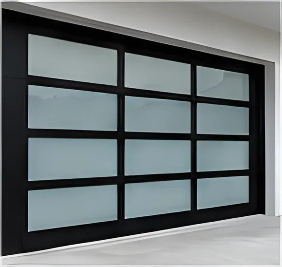 Full-view glass garage door, frosted, aluminium frame, insulated glazing, sectional (GR-36)